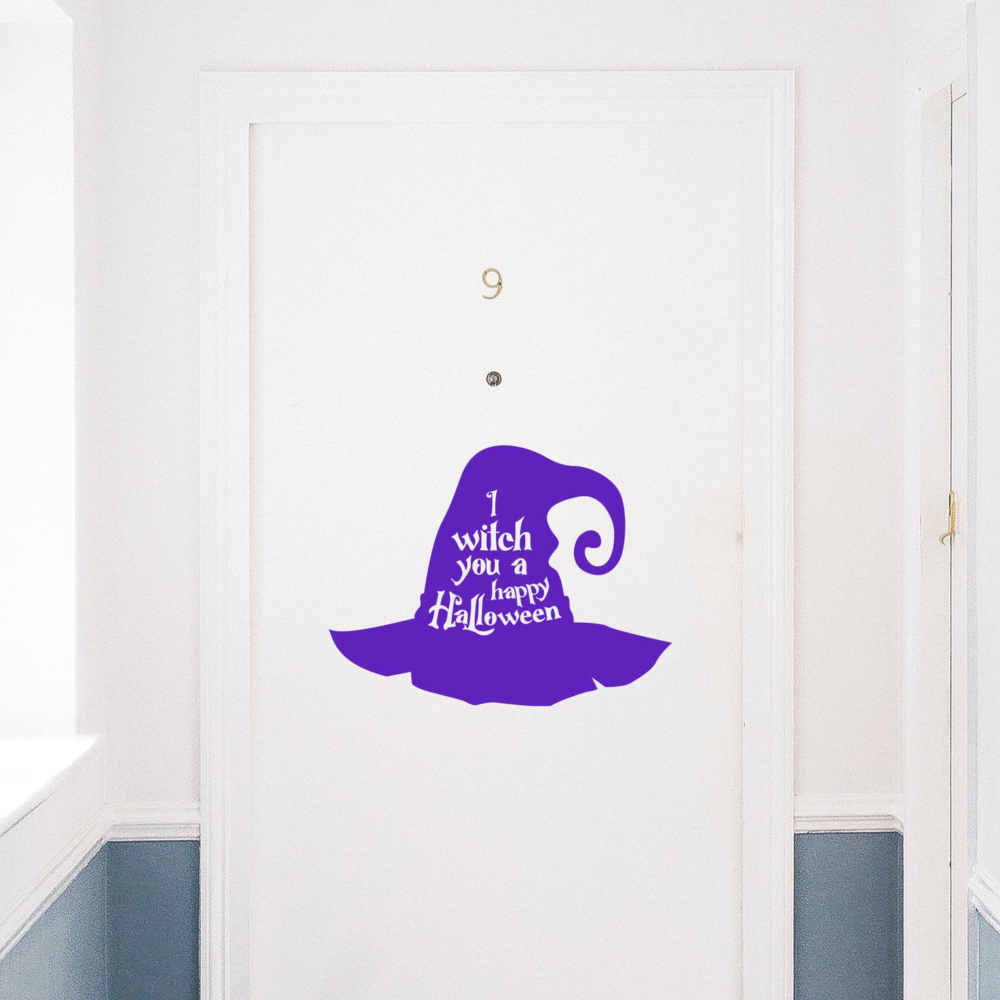 Vinyl Wall Art Decal - I Witch You A Happy Halloween - 16.5" x 22" - Hat Design Seasonal Halloween Quote Sticker for Entryway Storefront Office Living Room Scary Spooky Decor