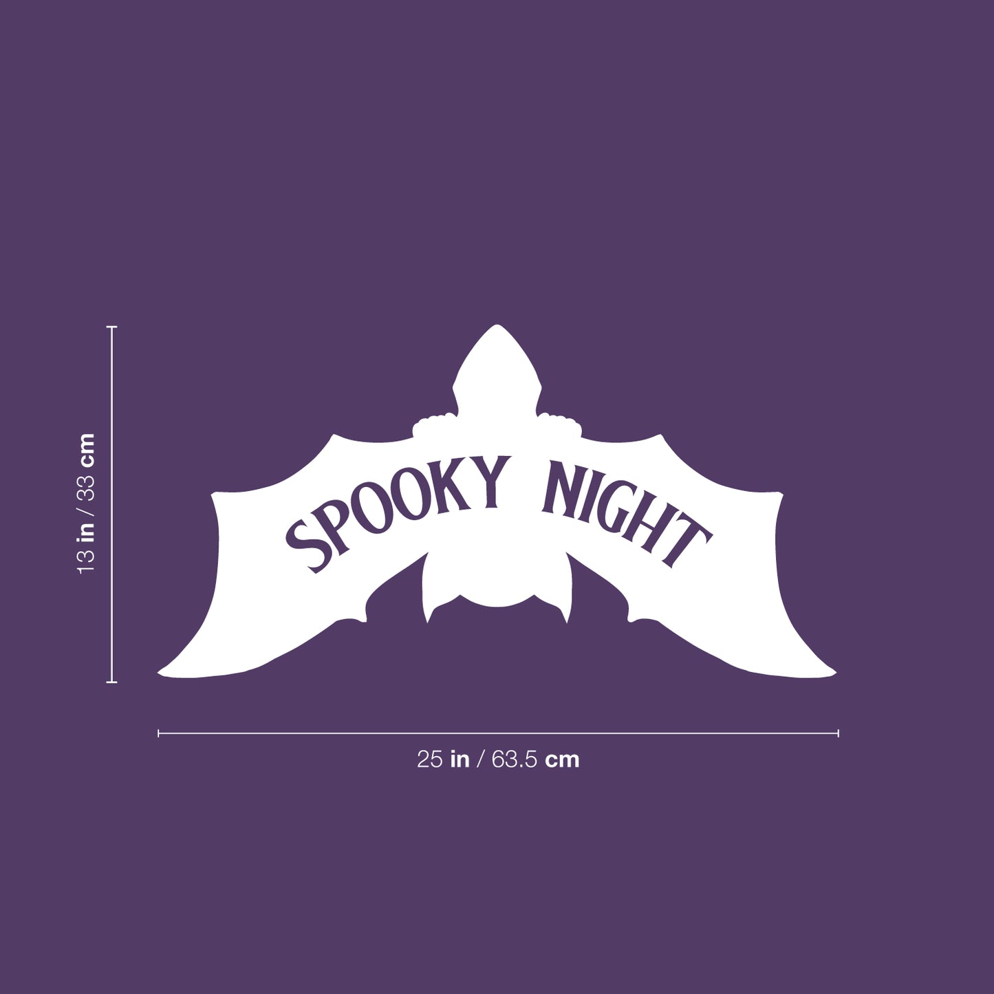 Vinyl Wall Art Decal - Spooky Night - 13" x 25" - Bat Design Seasonal Halloween Quote Sticker for Entryway Storefront Office Living Room Scary Spooky Decor