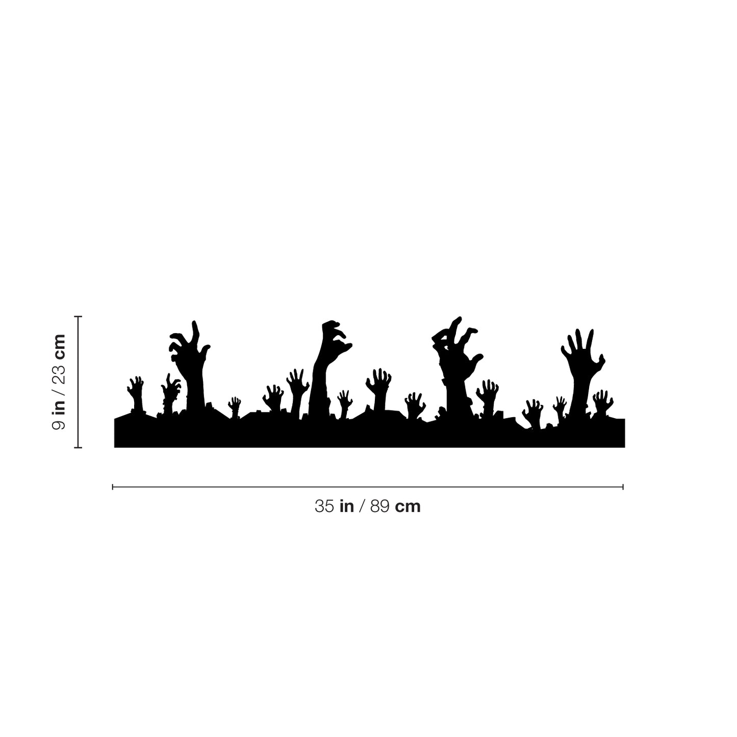 Vinyl Wall Art Decal - Zombie Hands Graveyard - 9" x 35" - Trendy Spooky Cool Halloween Season Design Sticker for Home Living Room Windows Entry Doors Storefront Coffee Shop School Decor