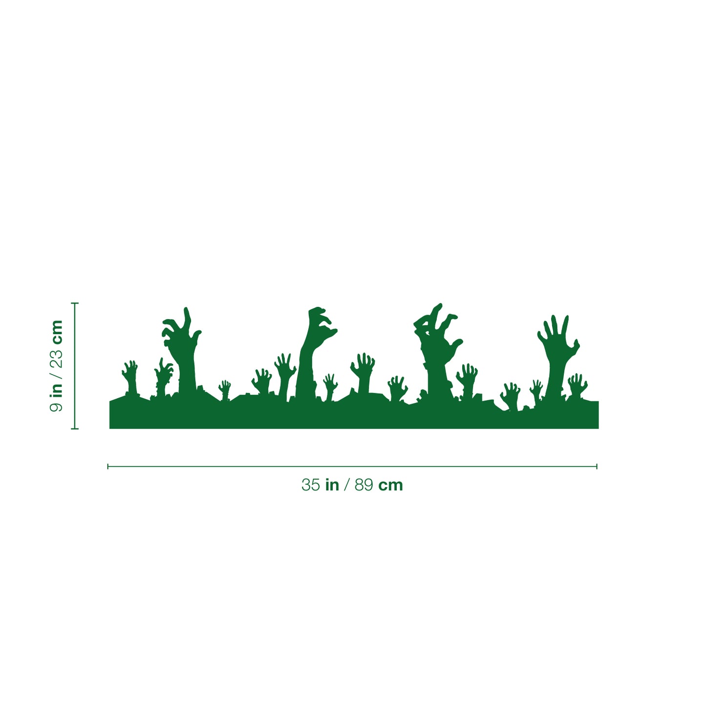Vinyl Wall Art Decal - Zombie Hands Graveyard - 9" x 35" - Trendy Spooky Cool Halloween Season Design Sticker for Home Living Room Windows Entry Doors Storefront Coffee Shop School Decor