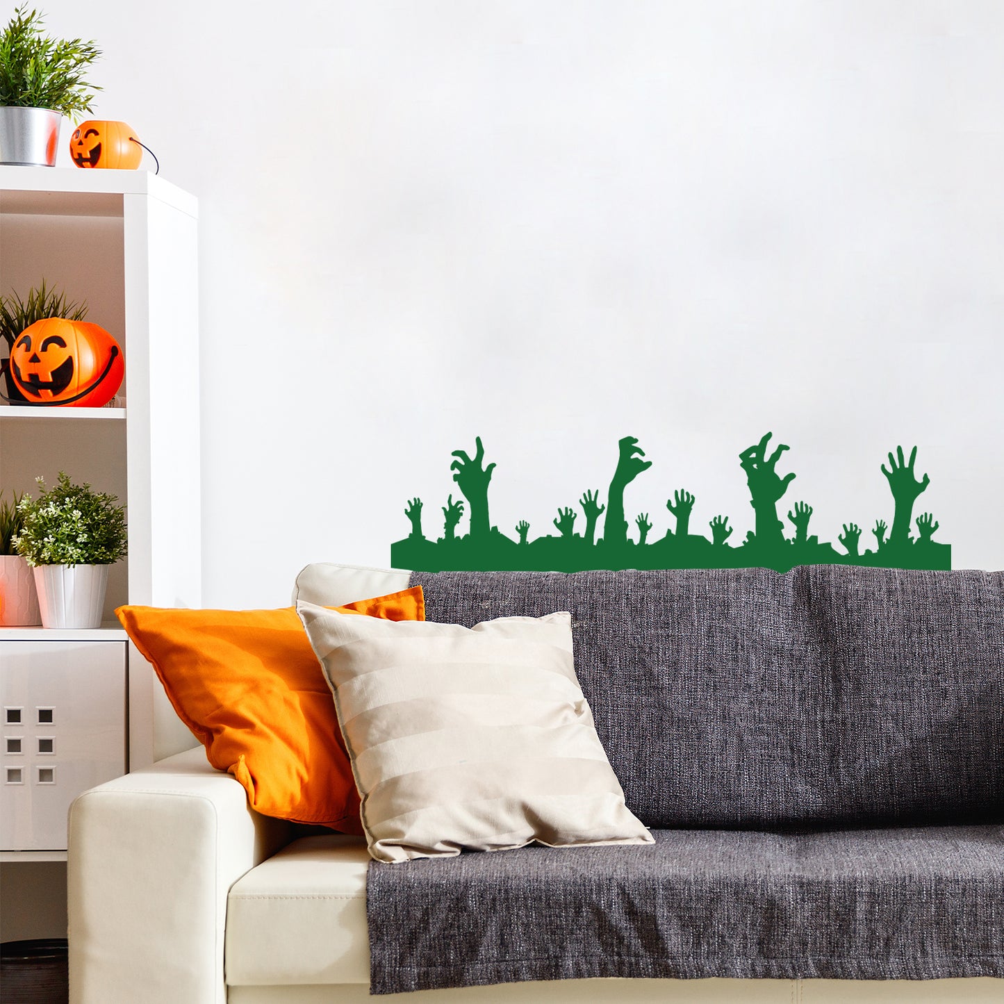 Vinyl Wall Art Decal - Zombie Hands Graveyard - 9" x 35" - Trendy Spooky Cool Halloween Season Design Sticker for Home Living Room Windows Entry Doors Storefront Coffee Shop School Decor