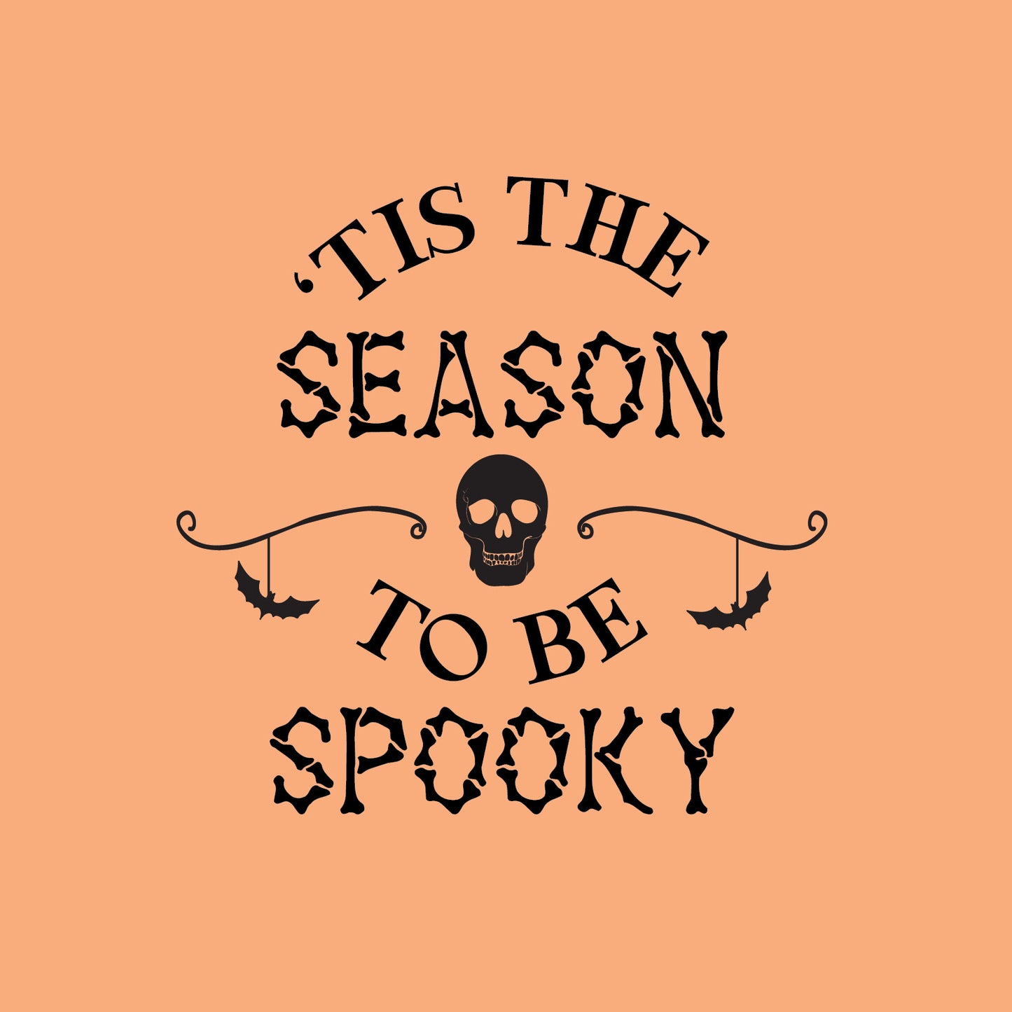 Vinyl Wall Art Decal - Tis This Season to Be Spooky - 20" x 20" - Skull Design Seasonal Halloween Quote Sticker for Entryway Storefront Office Living Room Scary Spooky Decor