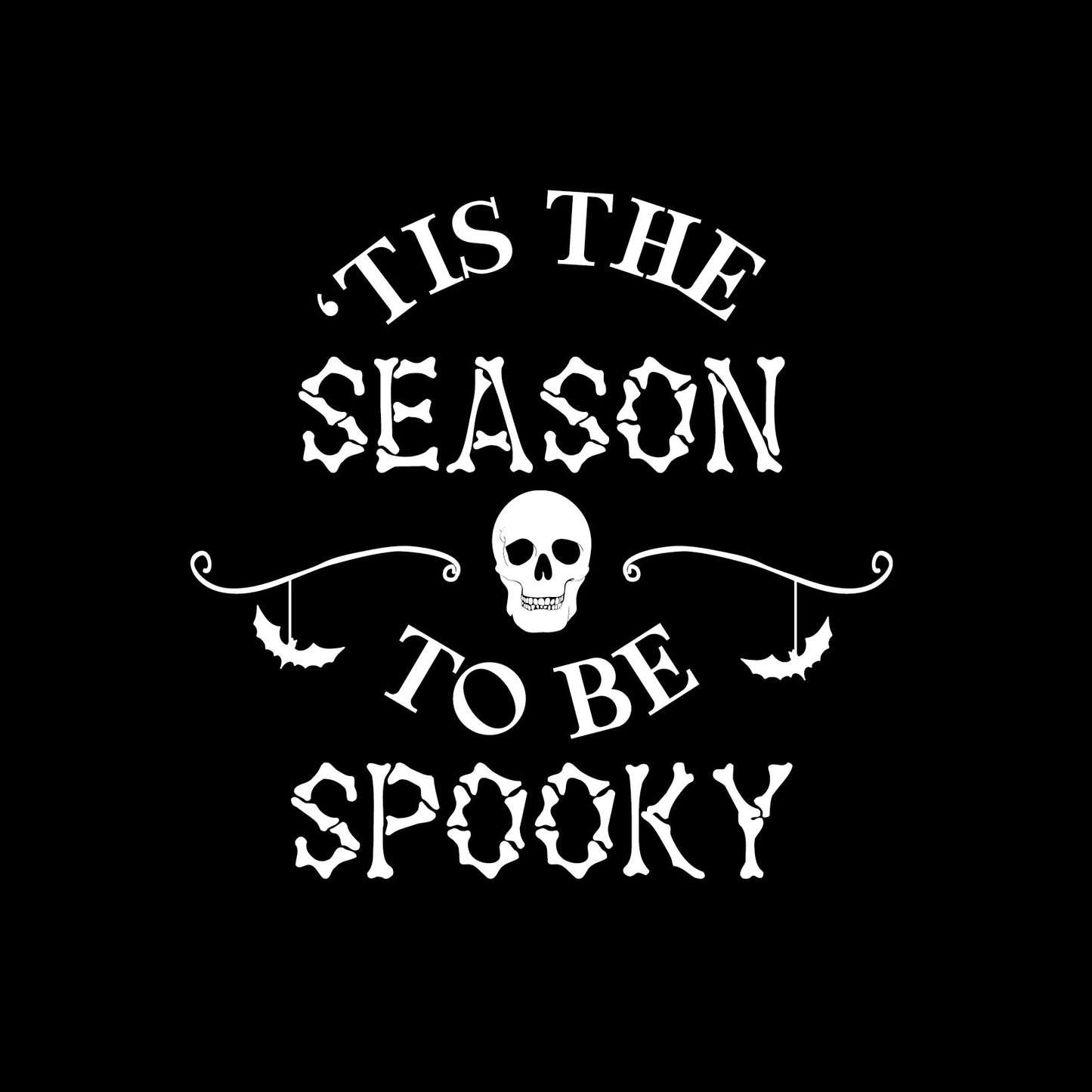 Vinyl Wall Art Decal - Tis This Season to Be Spooky - 20" x 20" - Skull Design Seasonal Halloween Quote Sticker for Entryway Storefront Office Living Room Scary Spooky Decor