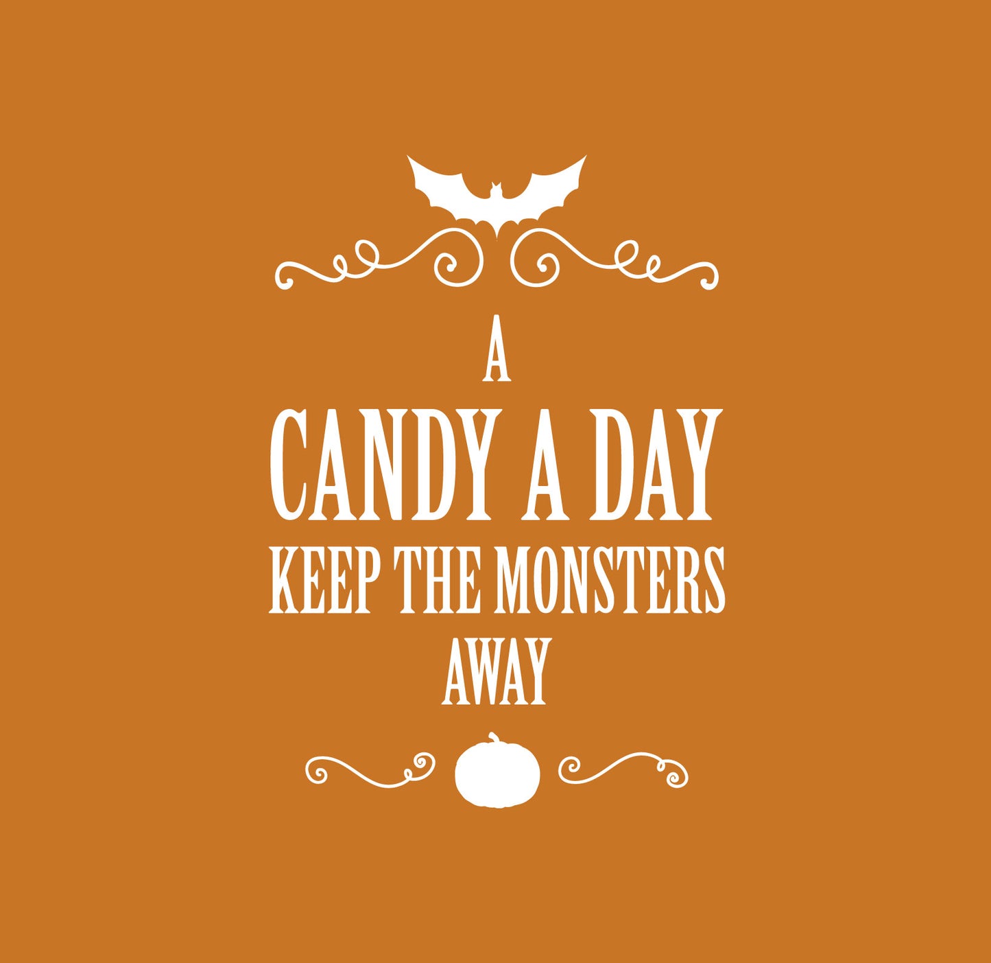 Vinyl Wall Art Decal - A Candy A Day Keeps The Monsters Away - 22" x 15" - Pumpkin Design Seasonal Halloween Quote Sticker for Entryway Storefront Office Living Room Scary Spooky Decor