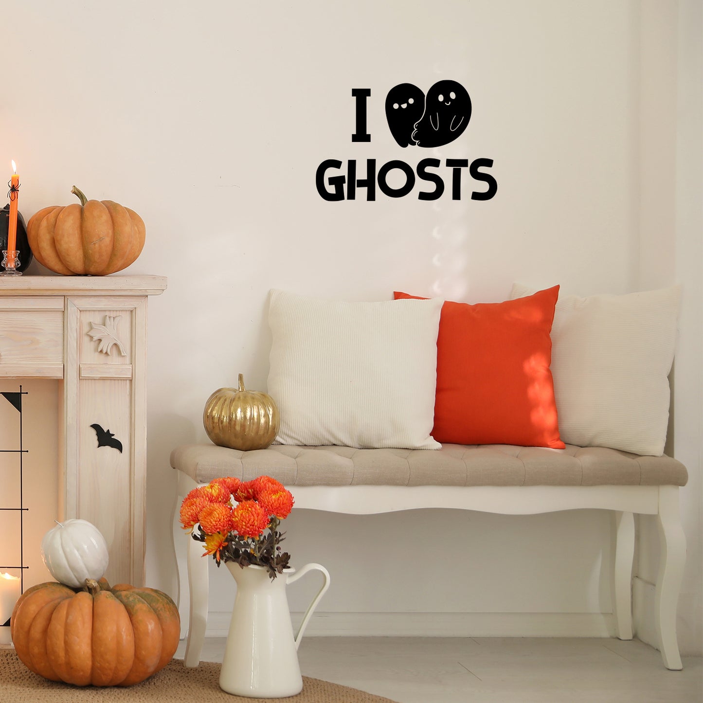 Vinyl Wall Art Decal - I Feel Ghost - 10" x 15" - Heart Design Seasonal Halloween Quote Sticker for Entryway Storefront Office Living Room Cute Spooky Decor