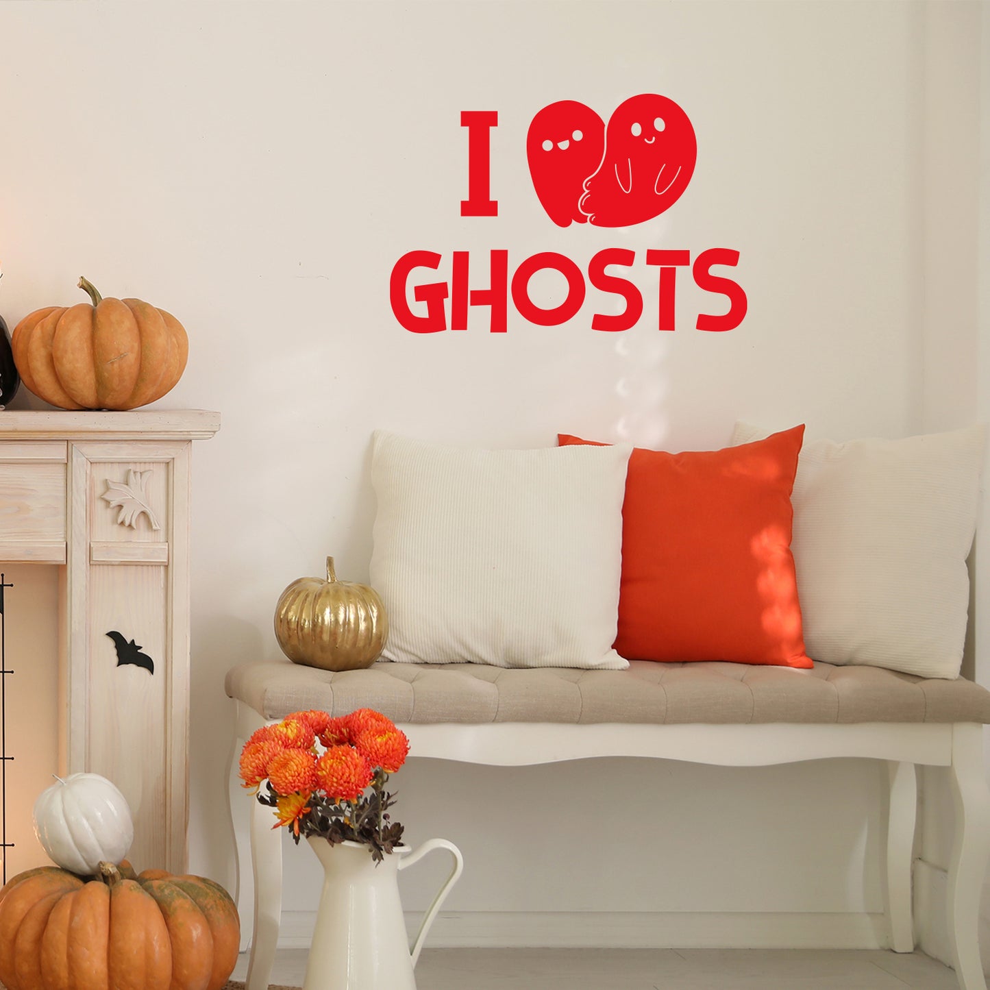 Vinyl Wall Art Decal - I Feel Ghost - 10" x 15" - Heart Design Seasonal Halloween Quote Sticker for Entryway Storefront Office Living Room Cute Spooky Decor