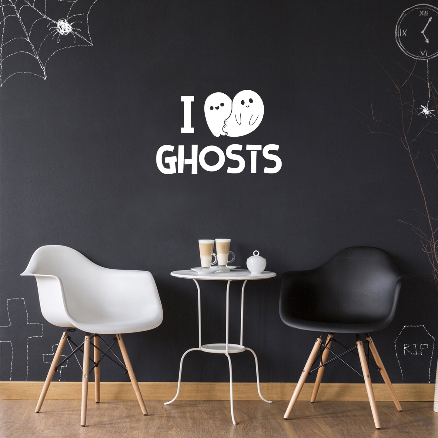 Vinyl Wall Art Decal - I Feel Ghost - 10" x 15" - Heart Design Seasonal Halloween Quote Sticker for Entryway Storefront Office Living Room Cute Spooky Decor
