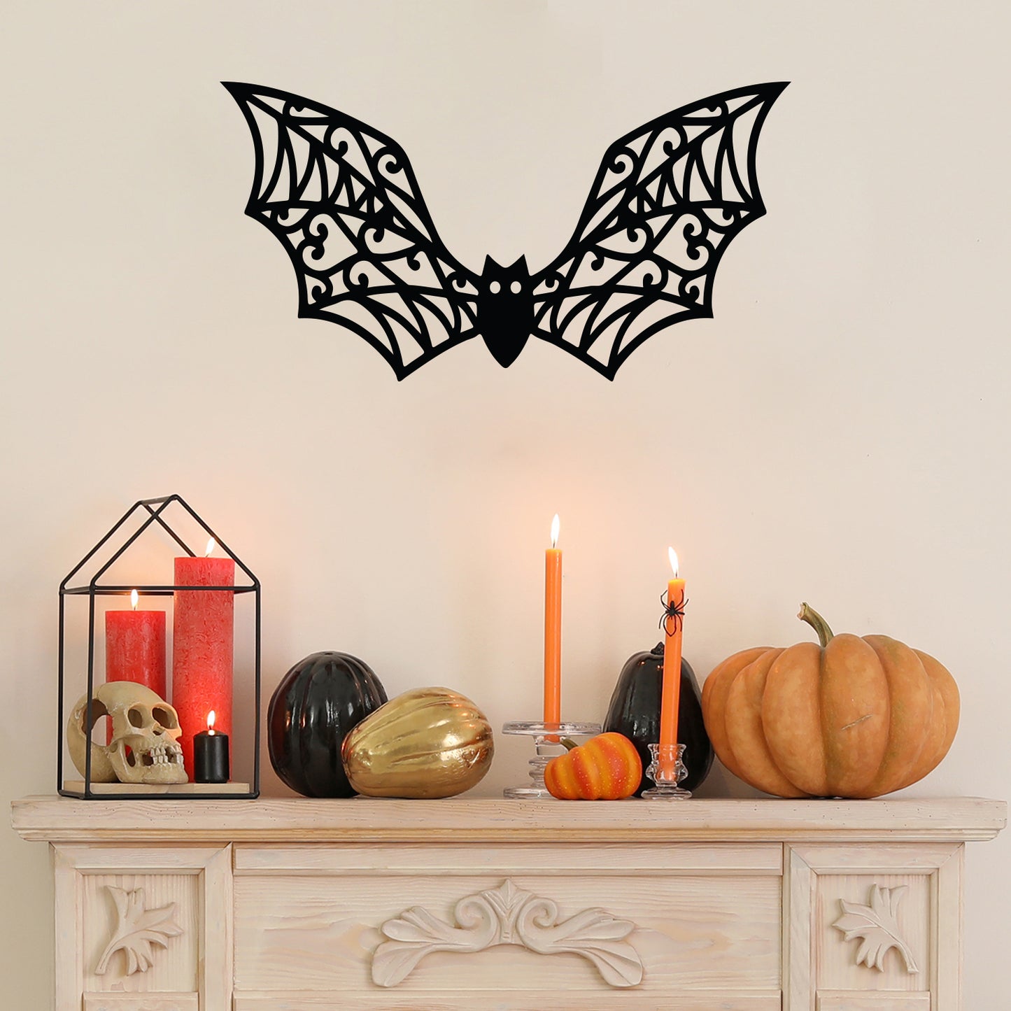 Vinyl Wall Art Decal - Bat Halloween - 28.5" x 15" - Seasonal Cute Shape Horror Sticker for Entryway Storefront Office Living Room Window School Classroom Scary Spooky Decor