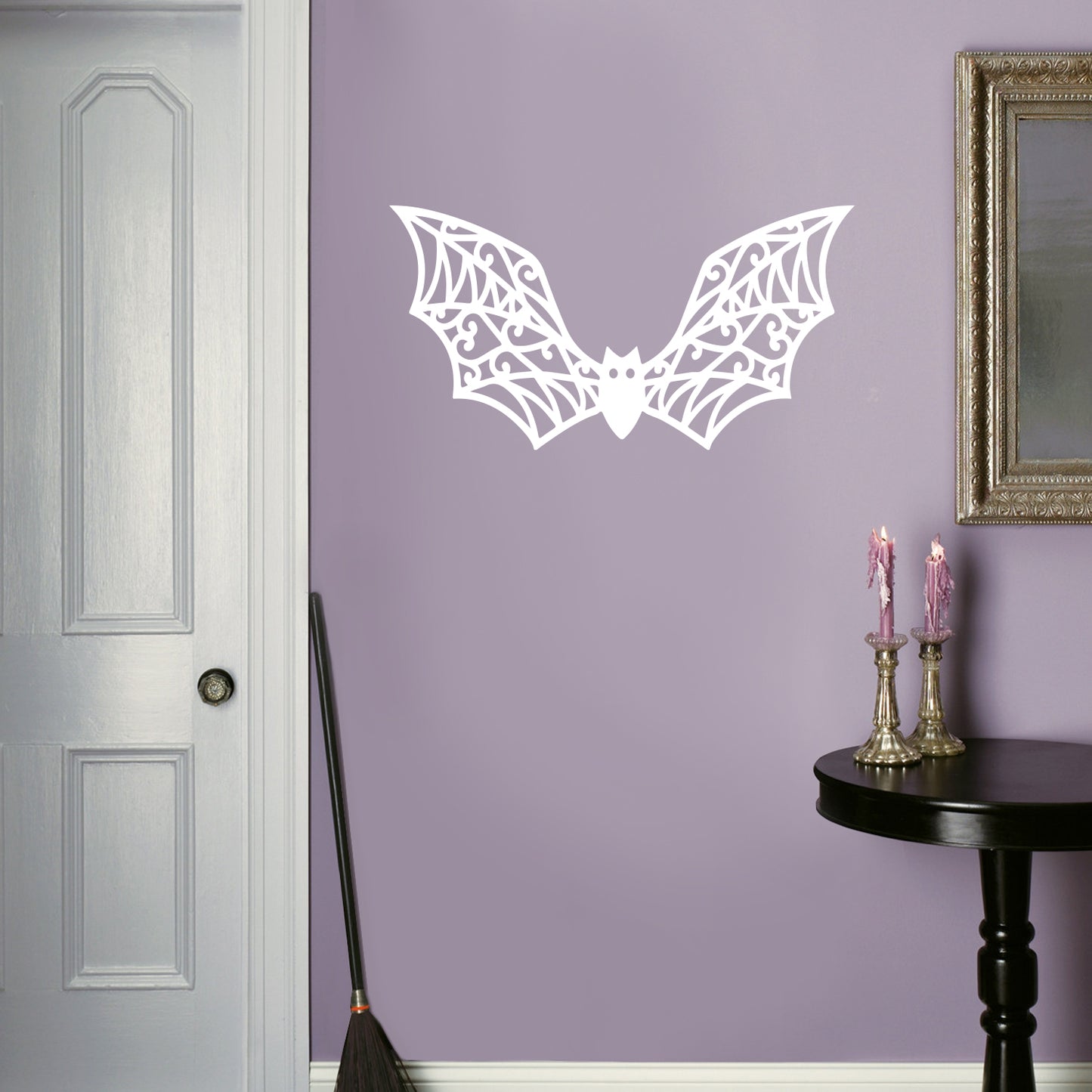 Vinyl Wall Art Decal - Bat Halloween - 28.5" x 15" - Seasonal Cute Shape Horror Sticker for Entryway Storefront Office Living Room Window School Classroom Scary Spooky Decor
