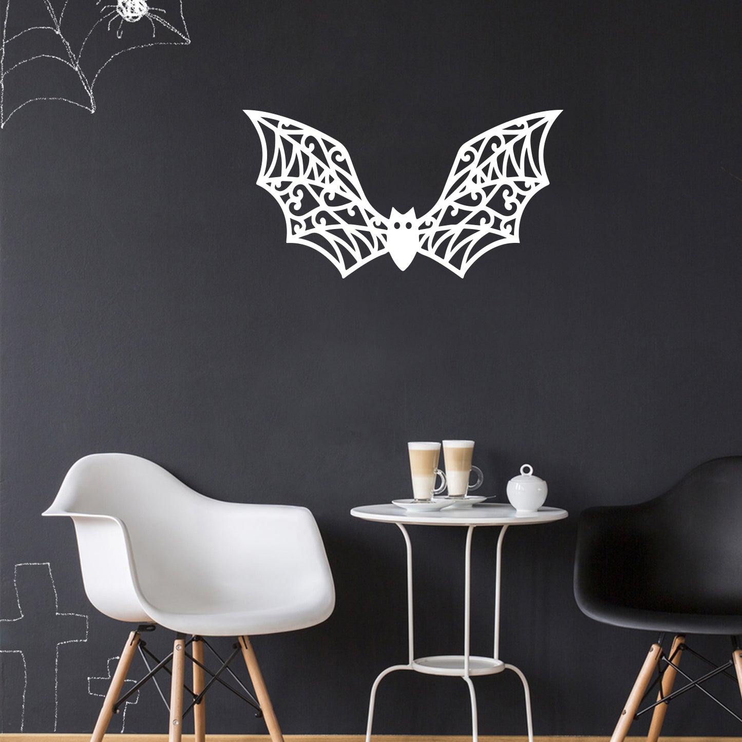 Vinyl Wall Art Decal - Bat Halloween - 28.5" x 15" - Seasonal Cute Shape Horror Sticker for Entryway Storefront Office Living Room Window School Classroom Scary Spooky Decor