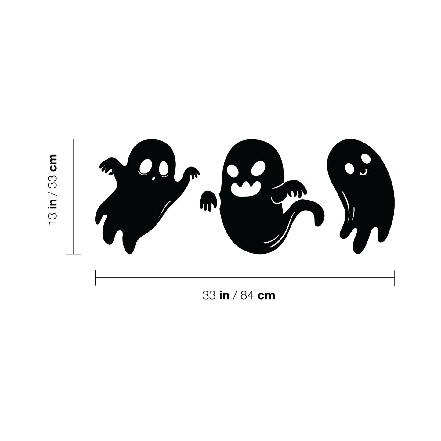 Vinyl Wall Art Decal - Ghost - 33" x 13" - Seasonal Cute Shape Horror Sticker for Entryway Storefront Office Living Room Window School Classroom Scary Spooky Decor