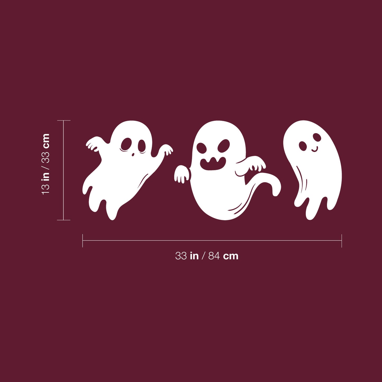 Vinyl Wall Art Decal - Ghost - 33" x 13" - Seasonal Cute Shape Horror Sticker for Entryway Storefront Office Living Room Window School Classroom Scary Spooky Decor