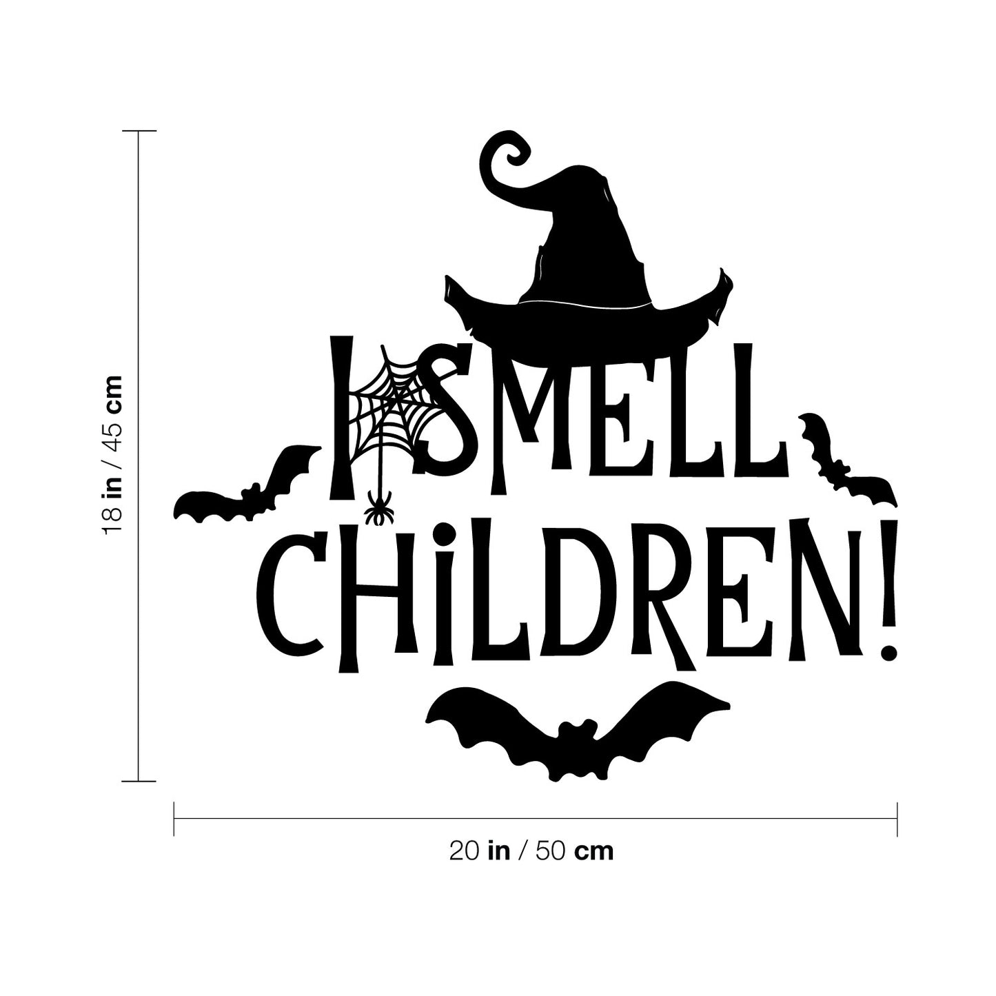 Vinyl Wall Art Decal - I Smell Children! - 18" x 20" - Trendy Funny Halloween Witch Hat Design Sticker for Home Living Room Windows Doors Storefront Office Coffee Shop Spooky Decor