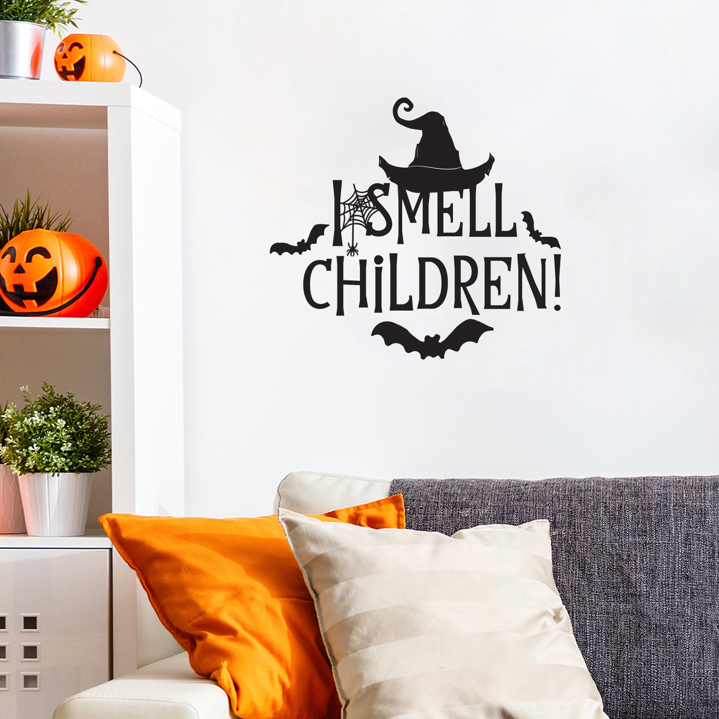 Vinyl Wall Art Decal - I Smell Children! - 18" x 20" - Trendy Funny Halloween Witch Hat Design Sticker for Home Living Room Windows Doors Storefront Office Coffee Shop Spooky Decor