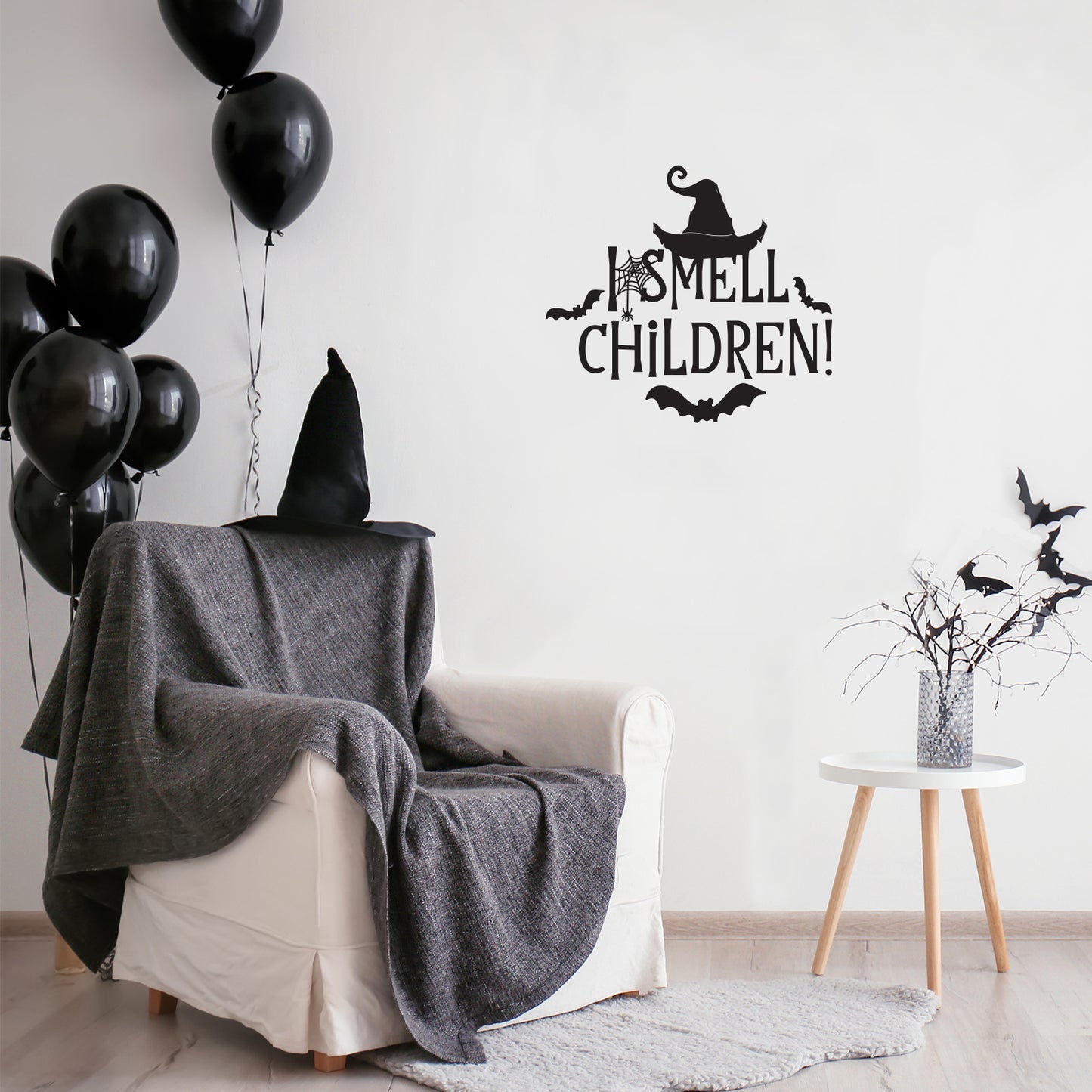 Vinyl Wall Art Decal - I Smell Children! - 18" x 20" - Trendy Funny Halloween Witch Hat Design Sticker for Home Living Room Windows Doors Storefront Office Coffee Shop Spooky Decor