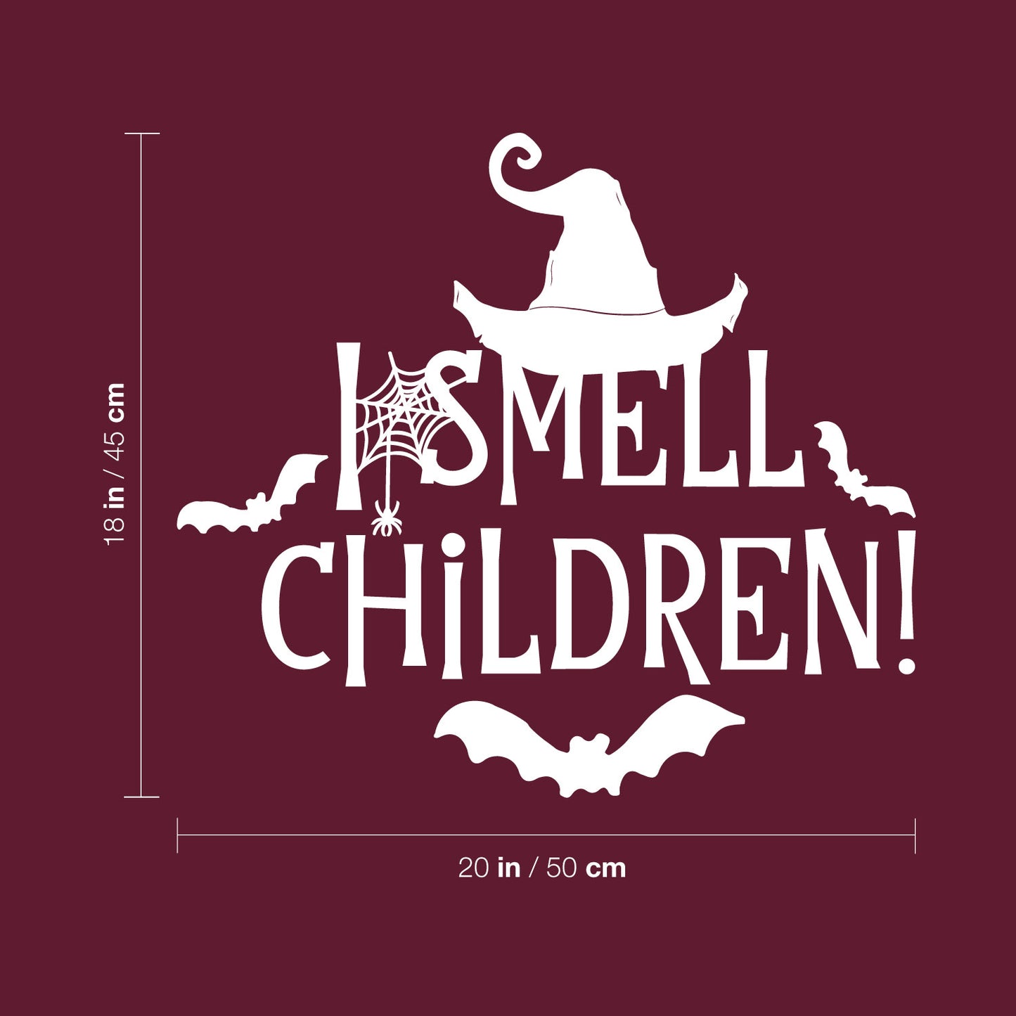 Vinyl Wall Art Decal - I Smell Children! - 18" x 20" - Trendy Funny Halloween Witch Hat Design Sticker for Home Living Room Windows Doors Storefront Office Coffee Shop Spooky Decor