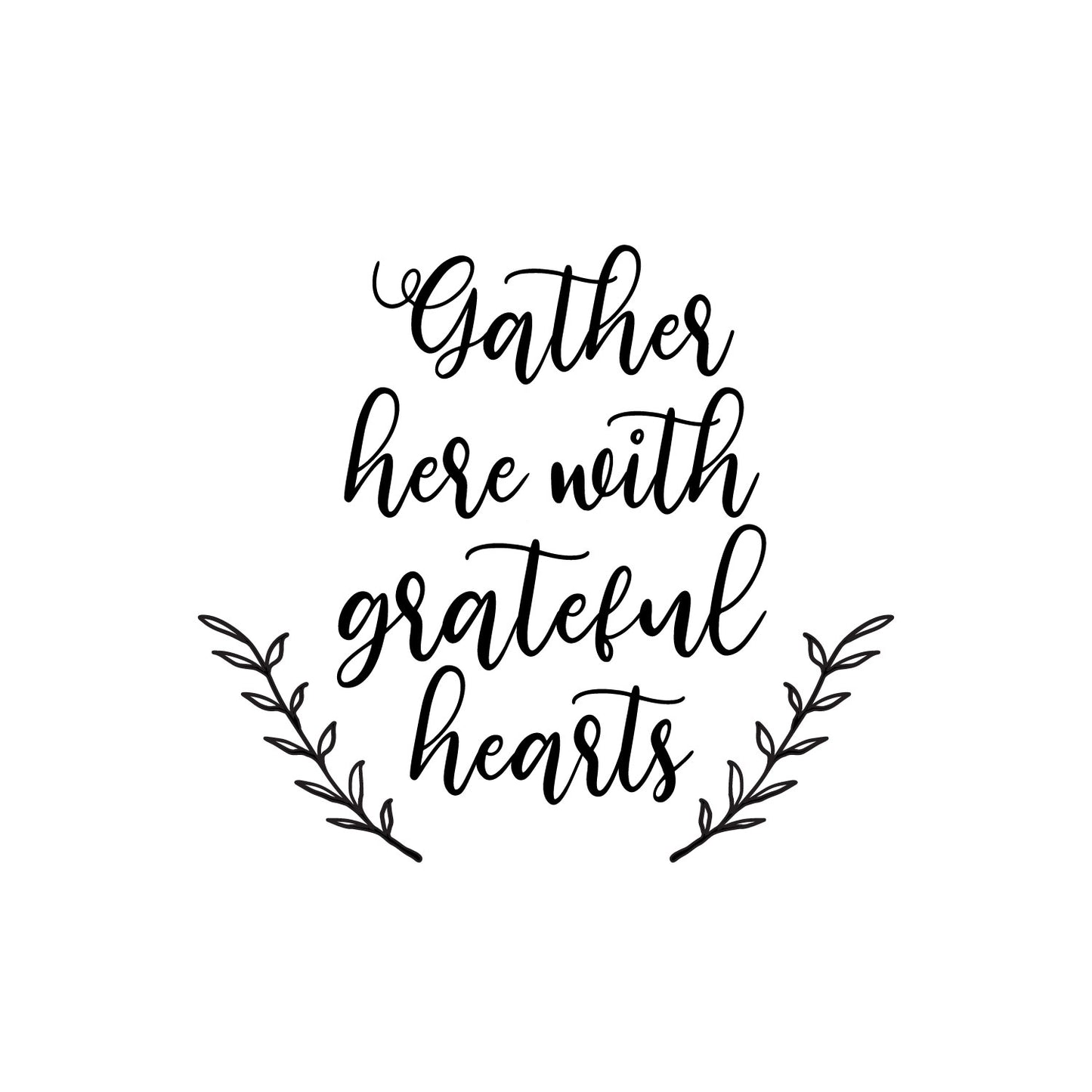 Vinyl Wall Art Decal - Gather Here with Grateful Hearts - 12.5" x 14" - Modern Lovely Thanksgiving Season Sticker for Home Family Room Kitchen Dining Room Coffee Shop Storefront Decor