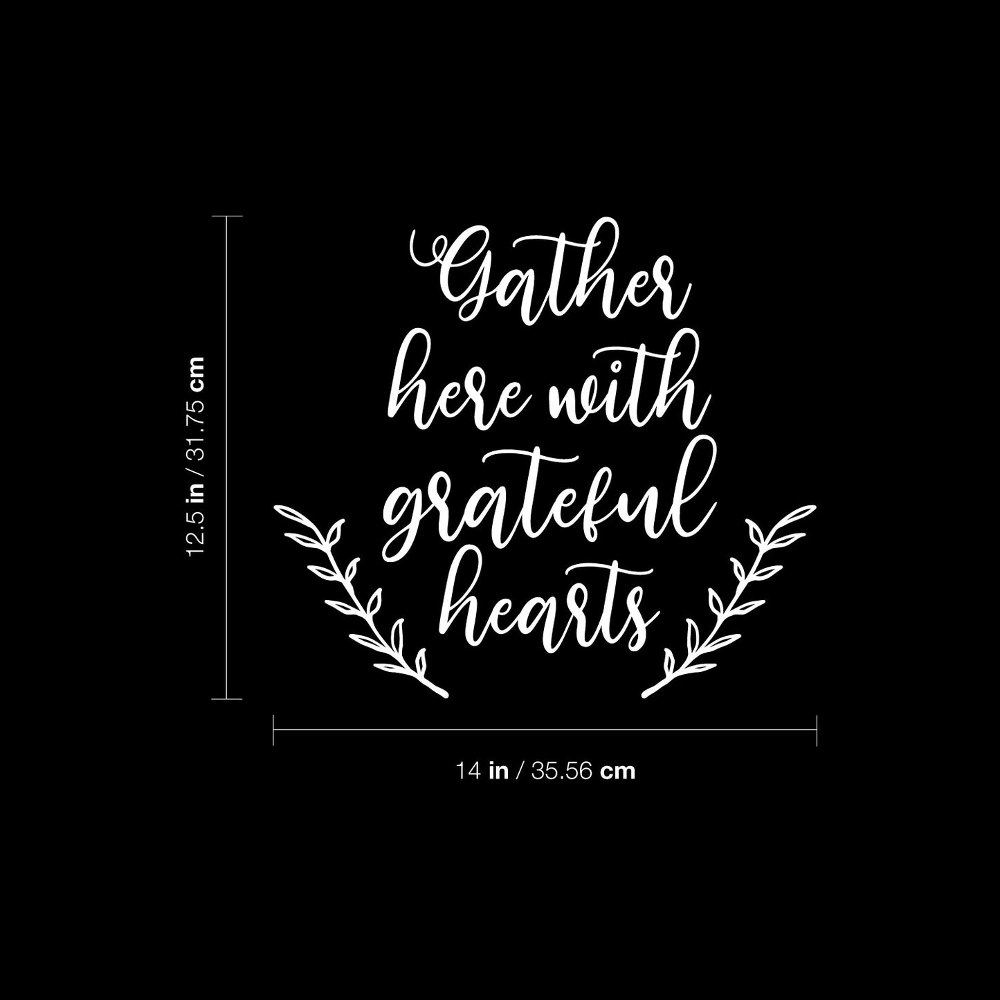 Vinyl Wall Art Decal - Gather Here with Grateful Hearts - 12.5" x 14" - Modern Lovely Thanksgiving Season Sticker for Home Family Room Kitchen Dining Room Coffee Shop Storefront Decor