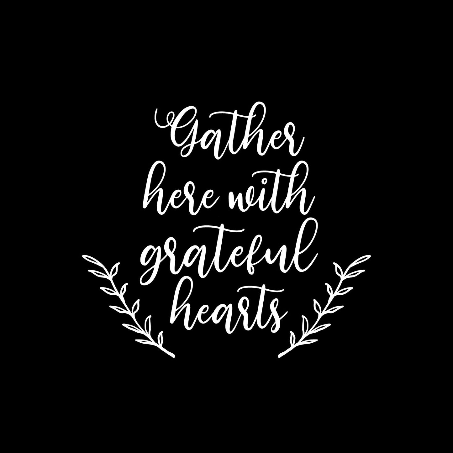 Vinyl Wall Art Decal - Gather Here with Grateful Hearts - 12.5" x 14" - Modern Lovely Thanksgiving Season Sticker for Home Family Room Kitchen Dining Room Coffee Shop Storefront Decor