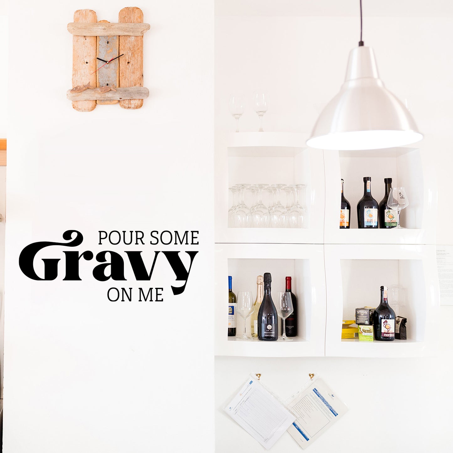 Vinyl Wall Art Decal - Pour Some Gravy On Me - 20" x 25" - Trendy Lovely Funny Thanksgiving Season Quote Sticker for Home Living Room Kitchen Dining Room Restaurant Storefront Decor