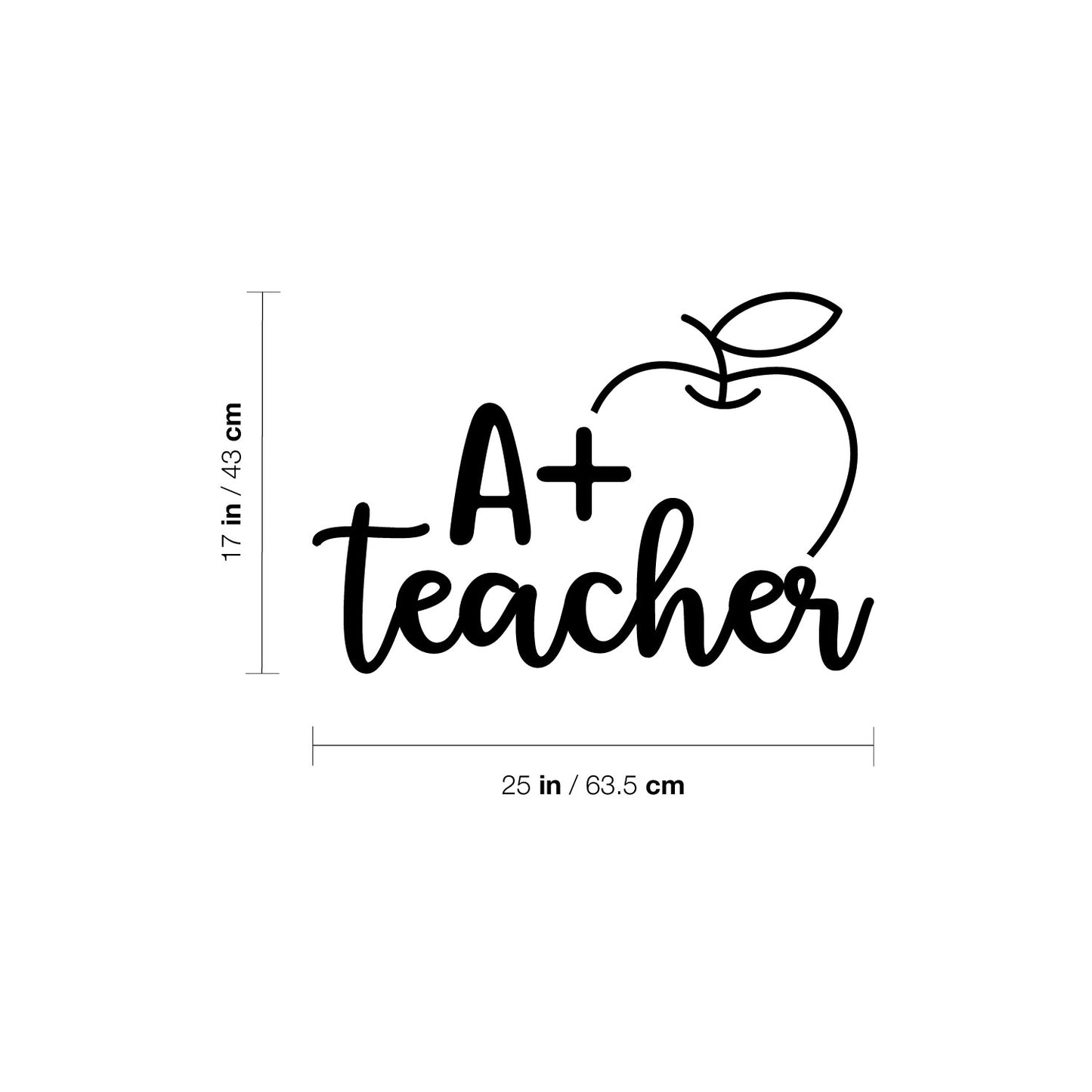 Vinyl Wall Art Decal - A+ Teacher - 17" x 25" - Modern Fun Inspiring Educational Quote Sticker for Home Study School Classroom Teachers Cafeteria Room Daycare Kindergarten Decor