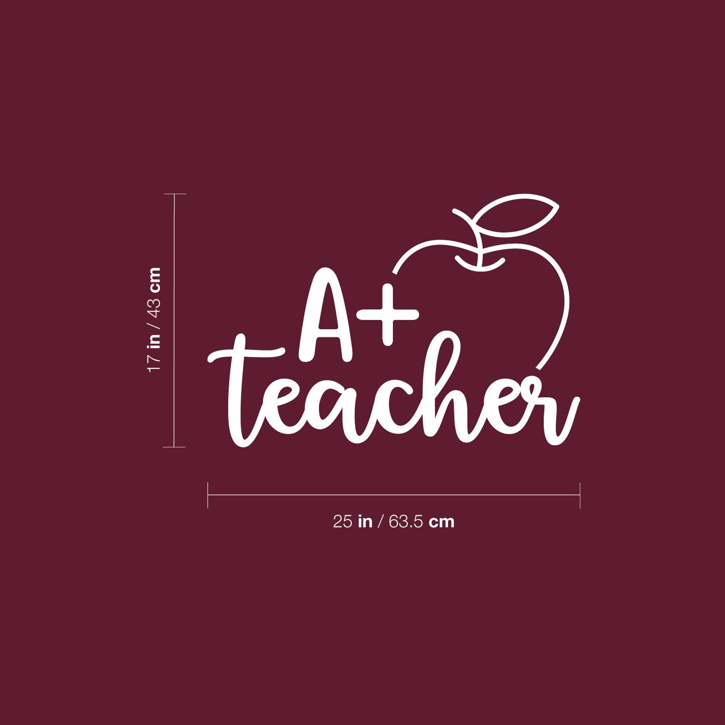 Vinyl Wall Art Decal - A+ Teacher - 17" x 25" - Modern Fun Inspiring Educational Quote Sticker for Home Study School Classroom Teachers Cafeteria Room Daycare Kindergarten Decor