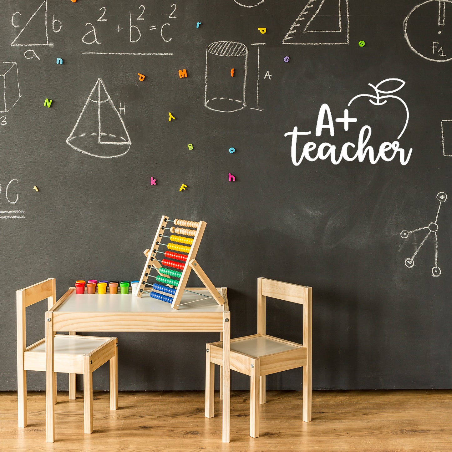 Vinyl Wall Art Decal - A+ Teacher - 17" x 25" - Modern Fun Inspiring Educational Quote Sticker for Home Study School Classroom Teachers Cafeteria Room Daycare Kindergarten Decor