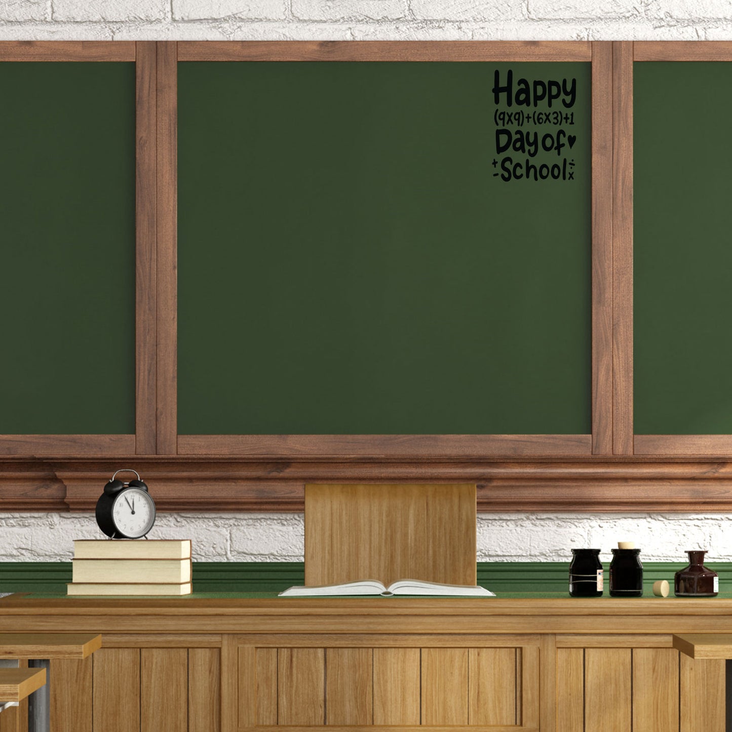 Vinyl Wall Art Decal - Happy Days of School - 15" x 13.5" - Trendy Fun Math Design Back to School Quote Sticker for Classroom Kids Room Kindergarten Playroom Preschool Daycare Decor