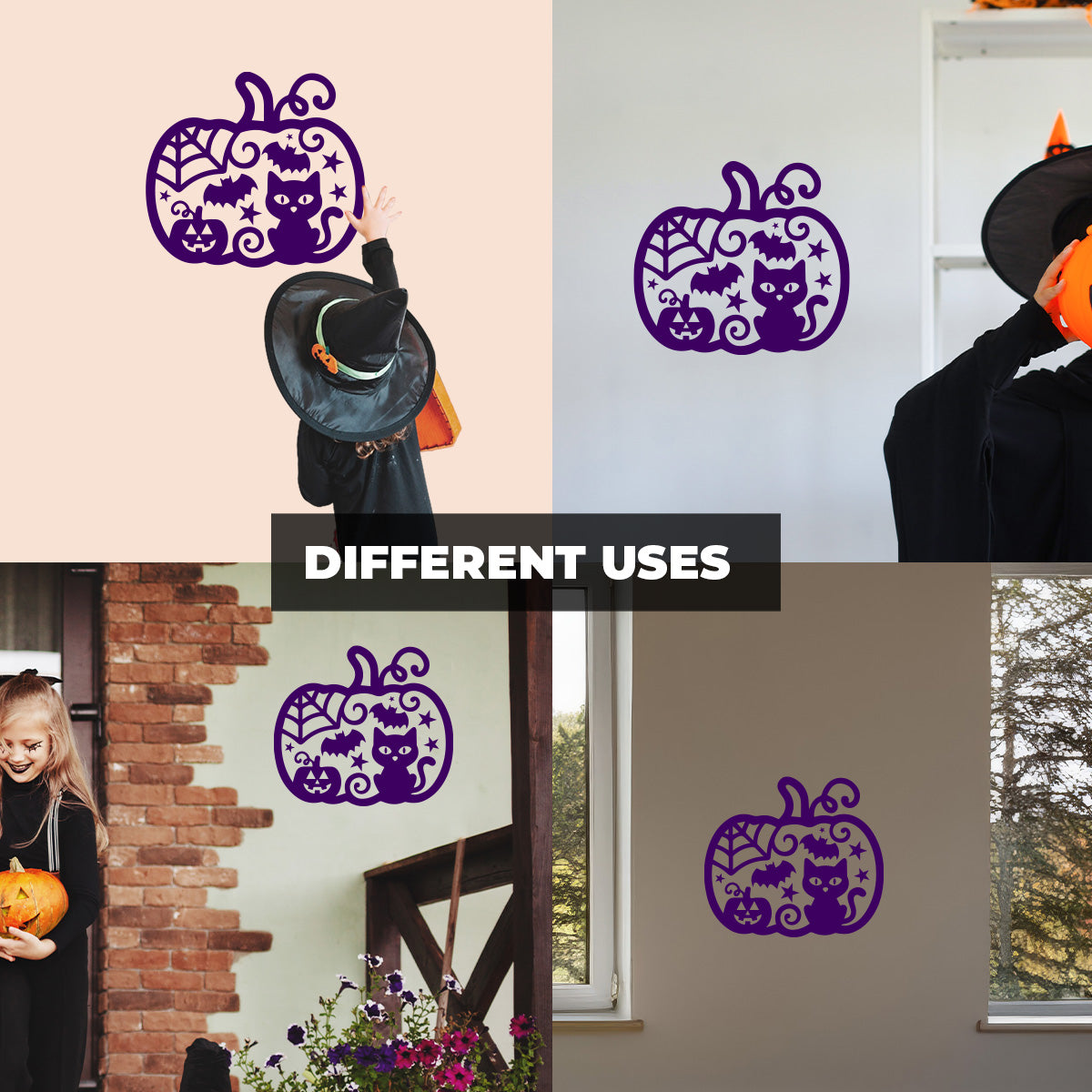 Vinyl Wall Art Decal - Pumpkin Cat 16'' x 18'' - Fun Halloween, Seasonal Decor - Teens, Adults, Indoor, Outdoor, Wall, Door, Window, Living Room, Office