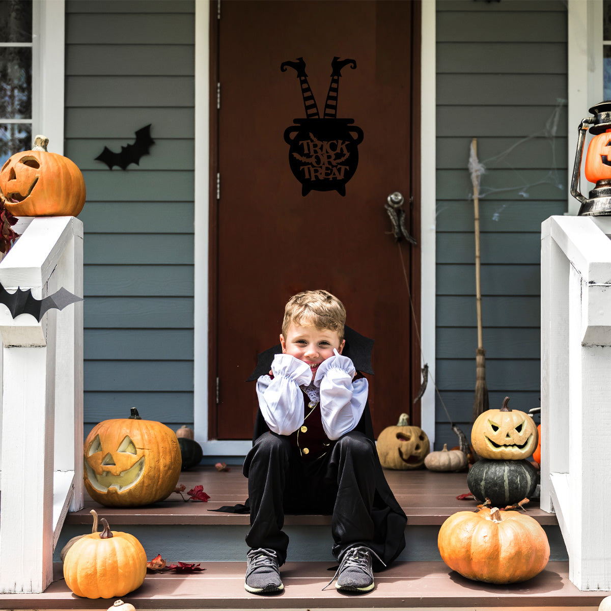 Vinyl Wall Art Decal - Trick or Treat Cauldron 22'' x 13'' - Fun Halloween, Seasonal Decor - Teens, Adults, Indoor, Outdoor, Wall, Door, Window, Living Room, Office