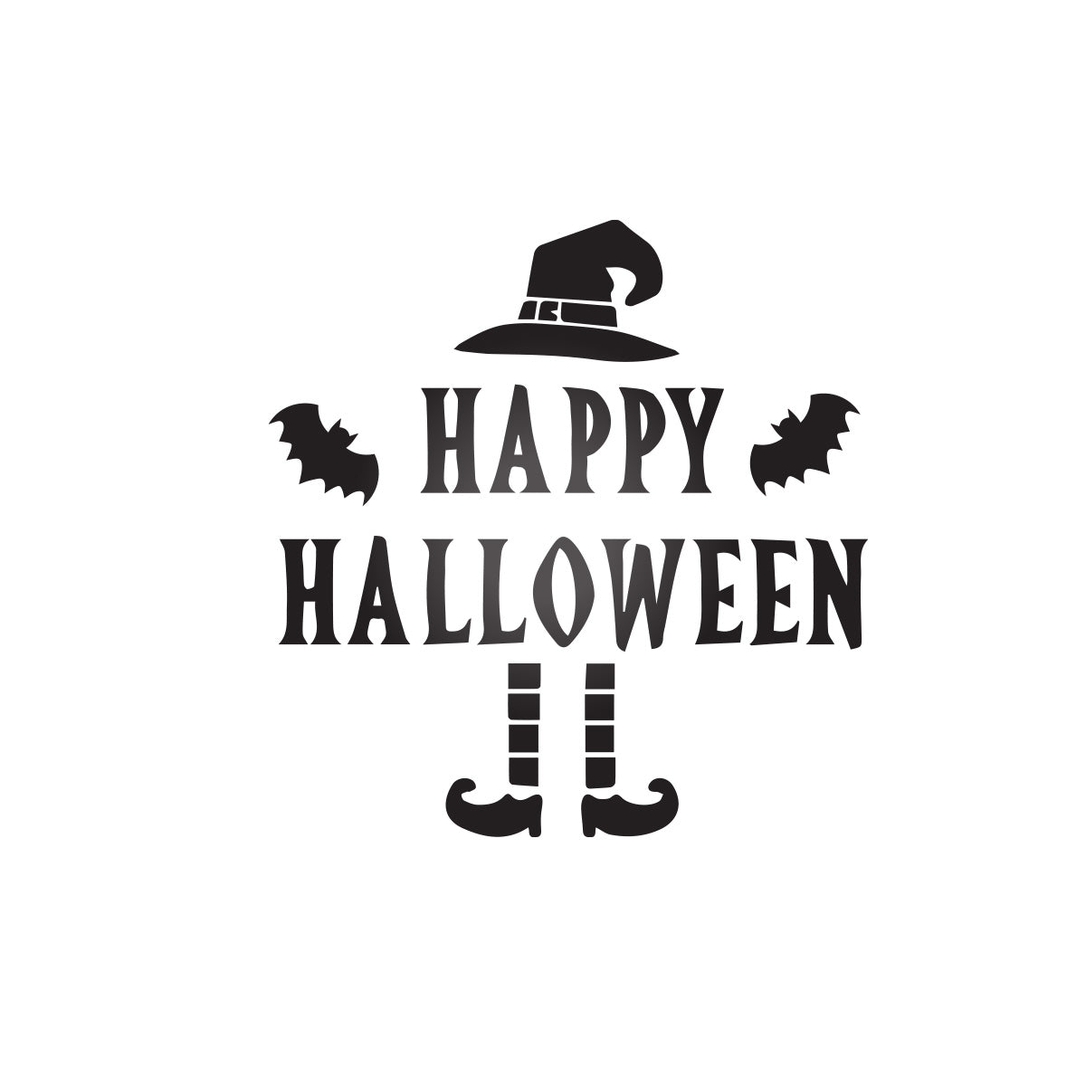 Vinyl Wall Art Decal - Happy Halloween Witch Hat 22" x 21" - Halloween Decoration, Seasonal Decor - Teens, Adults, Indoor, Outdoor, Wall, Door, Window, Living Room, Office