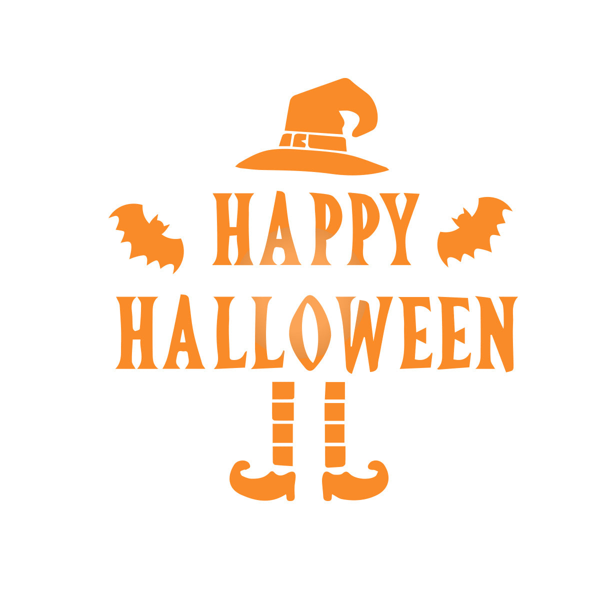 Vinyl Wall Art Decal - Happy Halloween Witch Hat 22" x 21" - Halloween Decoration, Seasonal Decor - Teens, Adults, Indoor, Outdoor, Wall, Door, Window, Living Room, Office