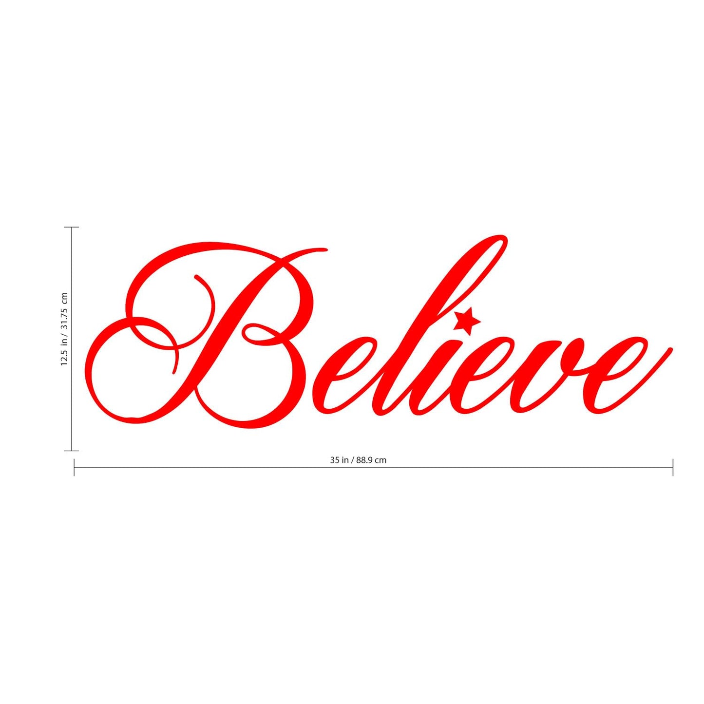 Chic Holiday Believe Vinyl Wall Art Decal - 12.5" x 35" Decoration Vinyl Sticker