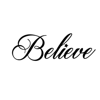 Chic Holiday Believe Vinyl Wall Art Decal - 12.5" x 35" Decoration Vinyl Sticker