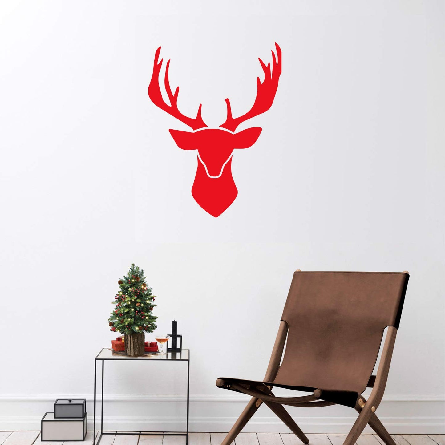 Chic Holiday Deer Outline Vinyl Wall Art Decal - 31" x 16" Decoration Vinyl Sticker - Animal Vinyl Decal - Nature Vinyl Sticker - Removable Vinyl Sticker Decal - Holiday Vinyl Decal Wall Decoration