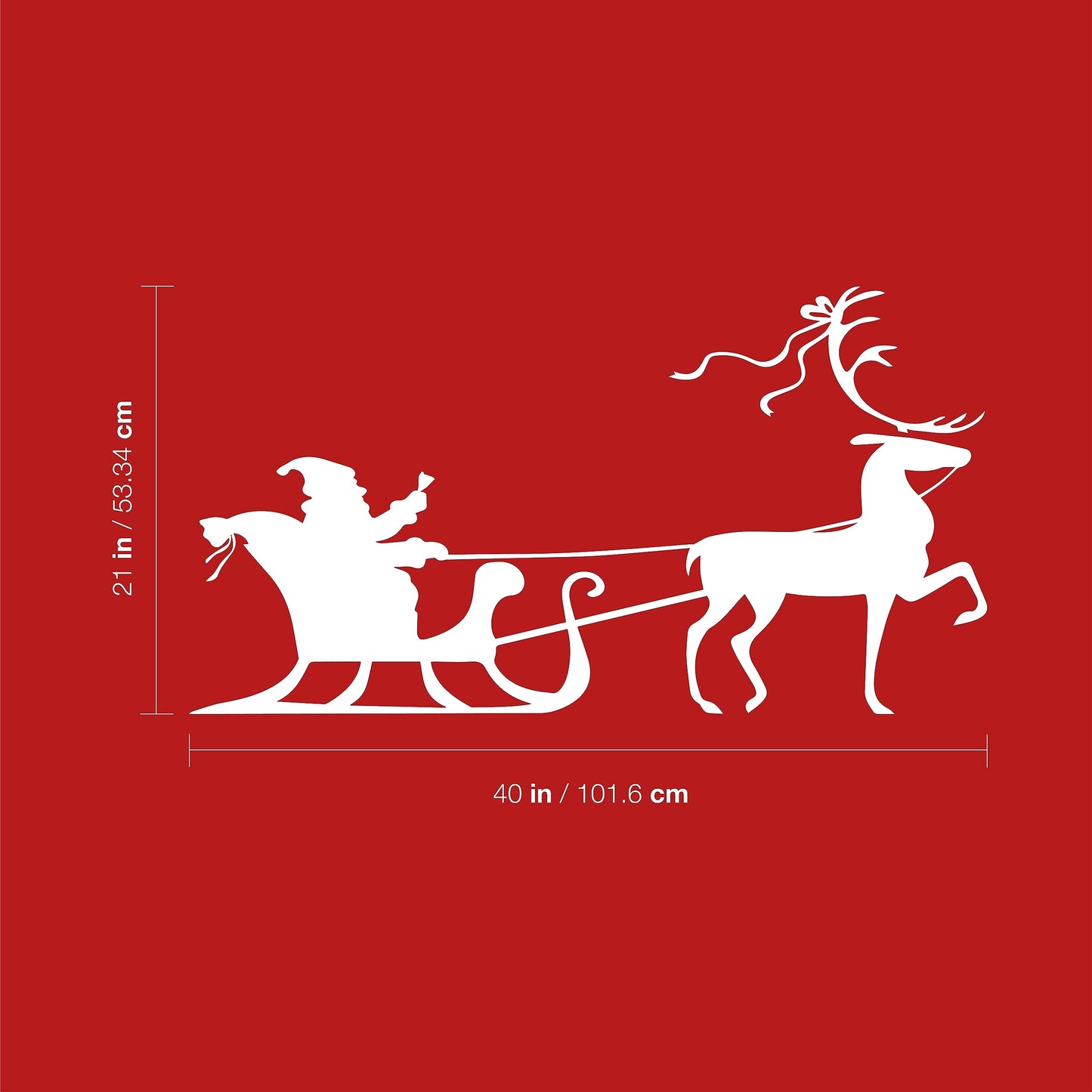 Christmas Holiday Santa's Sleigh and Reindeer Vinyl Wall Art Decal - 20.8" x 40" Decoration Vinyl Sticker