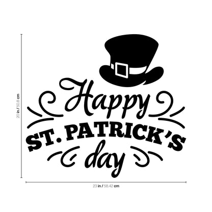 St Patrick’s Day Vinyl Wall Art Decal - Happy St Patrick’s Day - 20" x 23" - St Patty’s Holiday Home Living Room Bedroom Sticker - Indoor Outdoor Office Workplace Apartment Decor