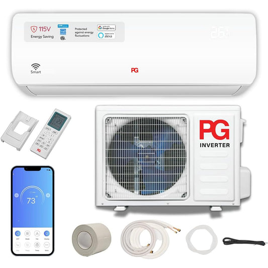 PG Air Conditioner 12,000 BTU Heat Pump, 17 SEER Energy Efficient 115V, Wi-Fi Smart Control with Alexa and Google Home