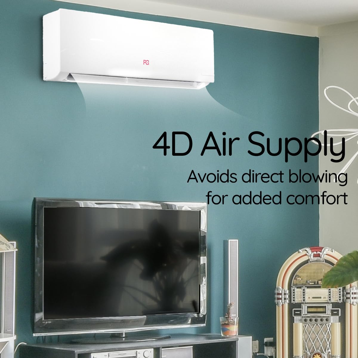 PG Air Conditioner 12,000 BTU Heat Pump, 17 SEER Energy Efficient 115V, Wi-Fi Smart Control with Alexa and Google Home