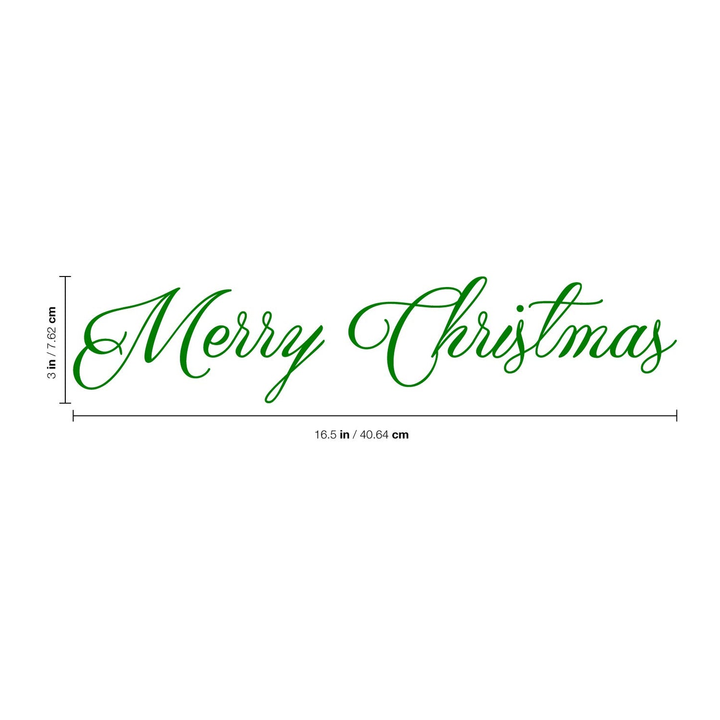 Merry Christmas Front Door Vinyl Wall Art Decal - 3" x 16.5" Holiday Seasonal Decoration Vinyl Sticker