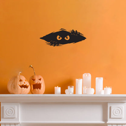 Vinyl Wall Art Decal - Monster in The Wall - 11" x 28.5" - Trendy Funny Halloween Season Design Sticker for Home Living Room Windows Entry Doors Storefront Coffee Shop School Spooky Decor