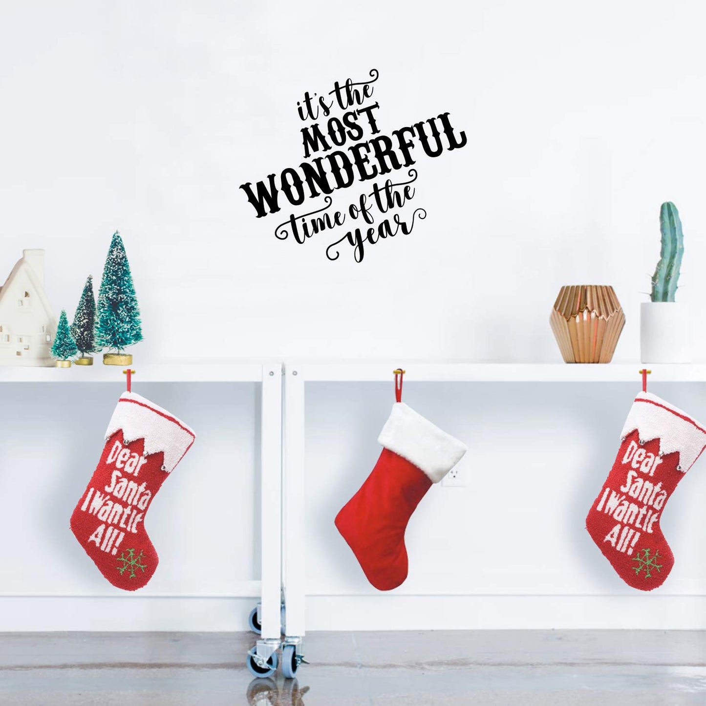 Vinyl Wall Art Decal - It’s The Most Wonderful Time of The Year - 23" x 27" - Christmas Seasonal Holiday Sticker - Indoor Outdoor Home Office Wall Window Bedroom Workplace Decals