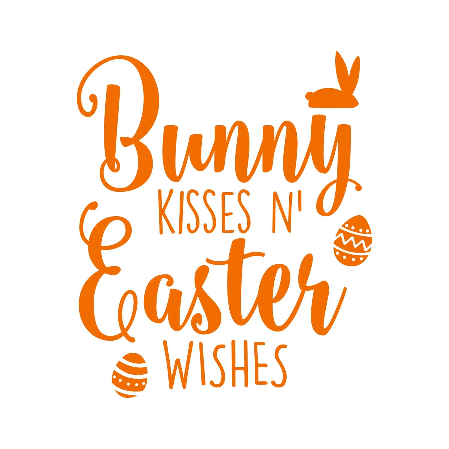 Easter Day Vinyl Wall Art Decal - Bunny Kisses ’N Easter Wishes - 27" x 23" - Resurrection Sunday Pascha Holiday Modern Cute Home Living Room Bedroom Apartment Nursery Decor