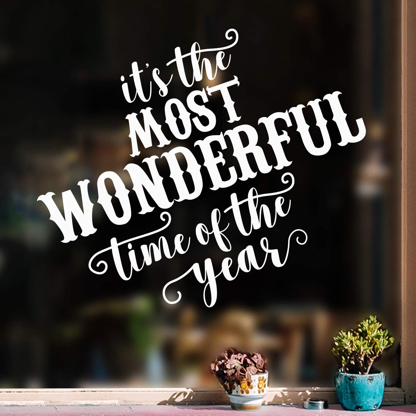 Vinyl Wall Art Decal - It’s The Most Wonderful Time of The Year - 23" x 27" - Christmas Seasonal Holiday Sticker - Indoor Outdoor Home Office Wall Window Bedroom Workplace Decals