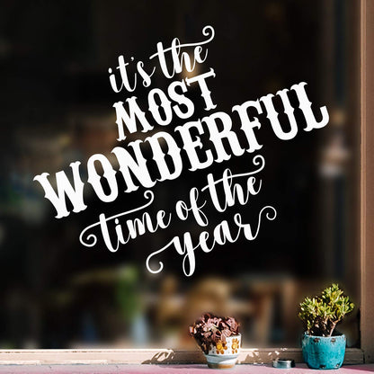 Vinyl Wall Art Decal - It’s The Most Wonderful Time of The Year - 23" x 27" - Christmas Seasonal Holiday Sticker - Indoor Outdoor Home Office Wall Window Bedroom Workplace Decals