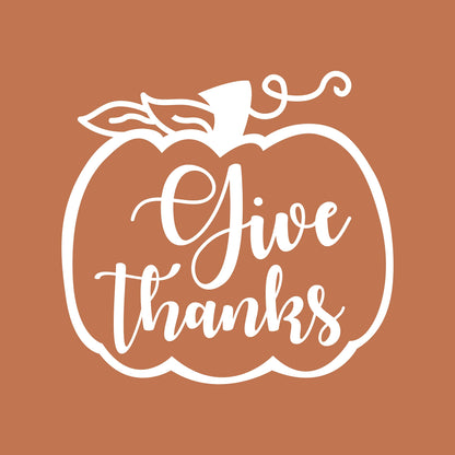 Vinyl Wall Art Decal - Give Thanks - 22" x 23" - Modern Inspirational Cute Thankful Quote Fall Season Pumpkin Design Sticker for Office Business Coffee Shop Store School Entryway Door Decor