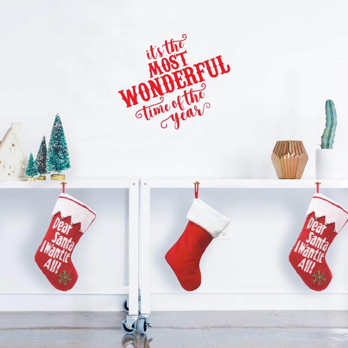 Vinyl Wall Art Decal - It’s The Most Wonderful Time of The Year - 23" x 27" - Christmas Seasonal Holiday Sticker - Indoor Outdoor Home Office Wall Window Bedroom Workplace Decals