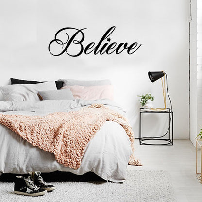 Chic Holiday Believe Vinyl Wall Art Decal - 12.5" x 35" Decoration Vinyl Sticker