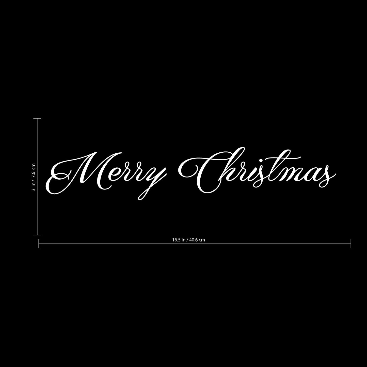 Merry Christmas Front Door Vinyl Wall Art Decal - 3" x 16.5" Holiday Seasonal Decoration Vinyl Sticker