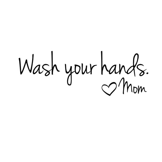 Vinyl Wall Art Decal - Printique Wash Your Hands Love Mom Quote Bathroom Wall Stickers Waterproof Bathroom Wall Decor